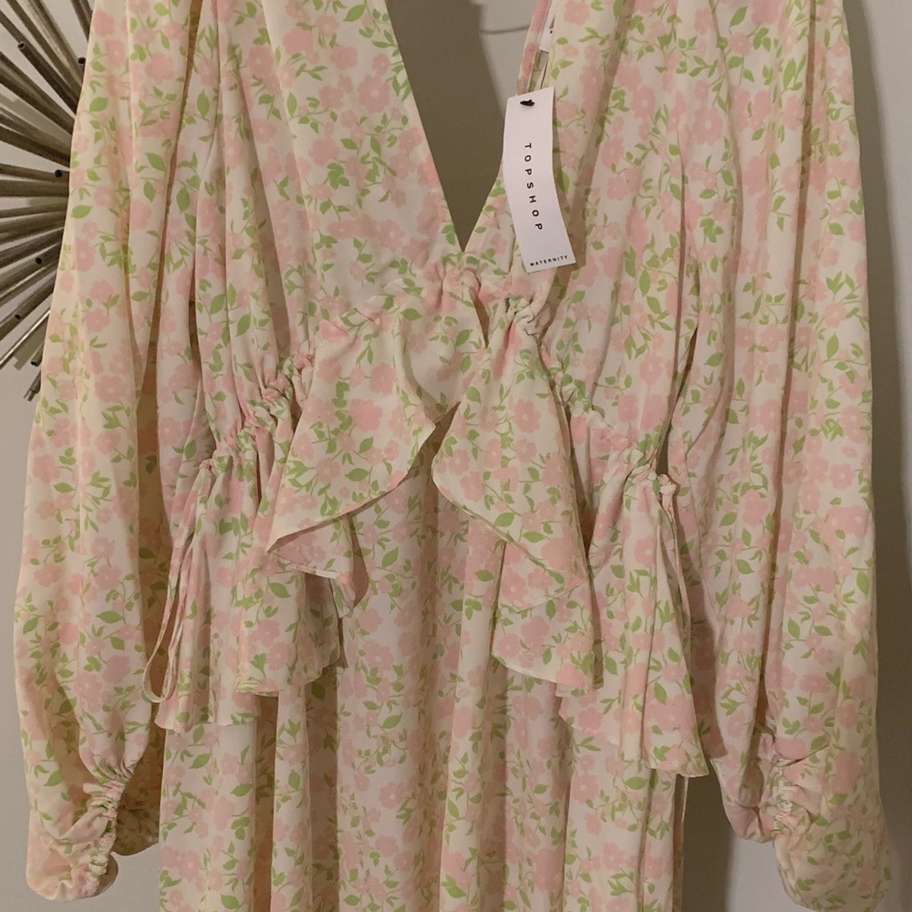 NWT TOPSHOP Ivory Floral Double V-neck Maternity Midi Dress